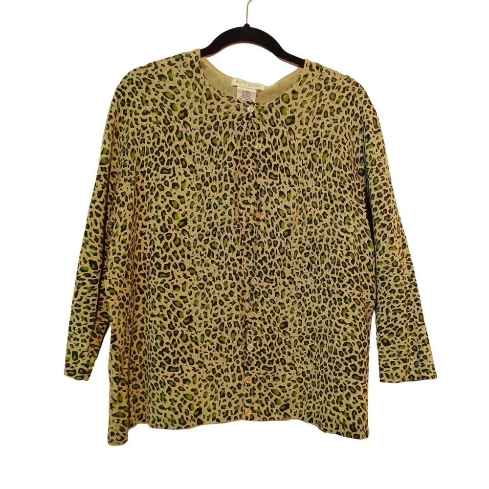 Vintage Green Leopard Print 2pc Cami and Cardigan